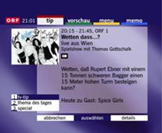 bsp. 2: die erweiterung des Teletext = EPG (Electronic Programme Guide)